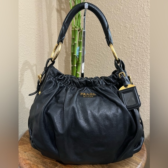 Prada Handbags - PRADA GATHERED SOFT CALFSKIN HOBO